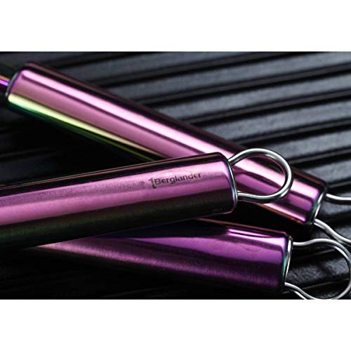Berglander Rainbow Whisk Pack of 3 Stainless Steel 8",10",12", Titianium Plating Colorful Whisk for Cooking, Beater,Wire Whisk Set Kitchen Wisk (Rainbow) - color: 7. Rainbow