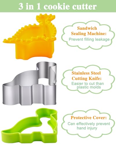 Sandwich Cutters for Kids Lunch LARGE 6 Pcs - color: B- Green Yellow 6pcs