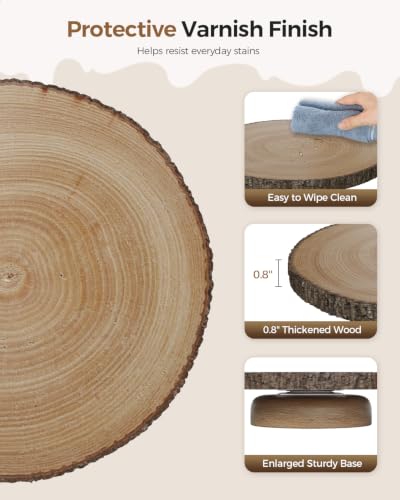 Wood Cake Stand, 12" Rotating Cake Stand with Cake Cutting Set