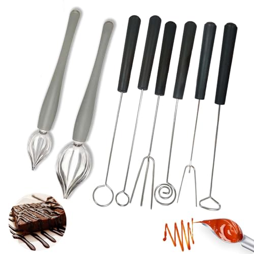 6 Chocolate Dipping Fork Spoons Set,2 Culinary Drawing Decorating Spoon Set - color: 8PCS