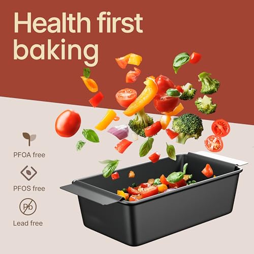 Meatloaf Pan with Drain Tray, 9.84 x 5.71" Nonstick Loaf Pan with Perforated Insert Tray, Durable Carbon Steel, PFOA, PFOS, BPA, and PTFE Free, Oven Safe to 450°F, Easy-Grip Handles, Dishwasher Safe - color: Gray, size: 2 Piece Set