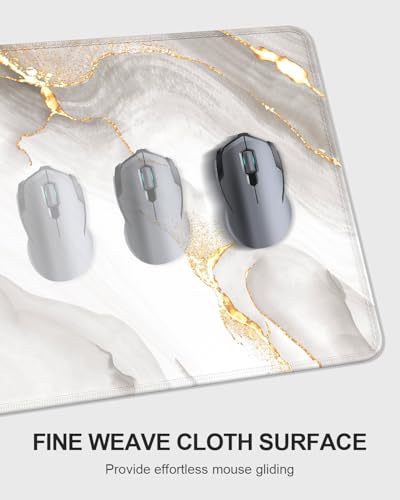 Large Mouse Pad with Wrist Rests for Keyboard & Mouse, Thick Soft Ergonomic Memory Foam Wrist Supports, Big & Long Desk Mat 35.5 x 15.7 in, for Office Gaming Computer, White Gold Marble - color: White Gold Gray Marble