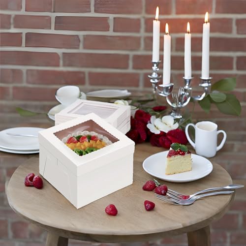 20Pack 12x12x6 Cake Boxes with Window, Sturdy White Cake Boxes for Transporting & Gifting, Easy to Assemble, Perfect for Desserts, and Crocheted Items, Fathers day - size: 12x12x6