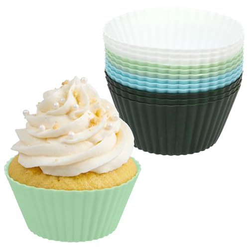 Silicone Cupcake Liners 12 Pack Reusable Non Stick Baking Party ﻿