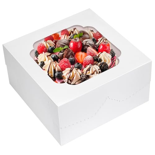 Moretoes 24pcs 12 Inch Cake Boxes, Bakery Containers with Window (12x12x6) - size: 24pcs-12*12*6in
