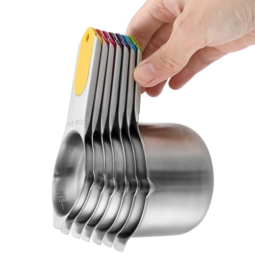 Spring Chef Magnetic Stainless Steel Measuring Cups Set of 7, Multicolor - color: Multicolor