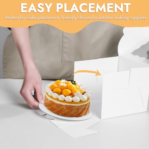 JCD 48pcs Bakery Boxes with Window,6x6x5in Small Bento Cake Box, Mini Cake Boxes sets cake within 6'' (24 Boxes & 24 Boards), Package for Pastries, Cupcakes, Birthday, Wedding(6 * 6 * 5inch/24sets) - size: White 6*6*5inch/24sets