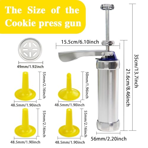 Cookie Press Gun Kit, 20 Discs & 4 Icing Tips, Stainless Steel ﻿