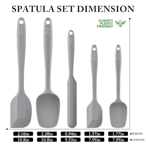 HOTEC BPA-Free Silicone Rubber Spatula Set, Grey, Set of 5 - color: Gray