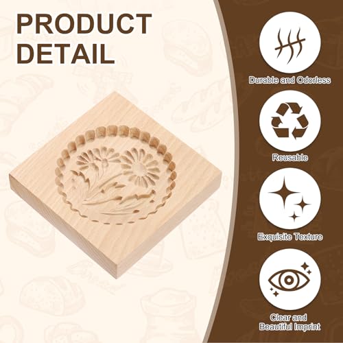 uxcell Cookie Stamp Wooden Cookie Cutter Baking Tools Chamomile