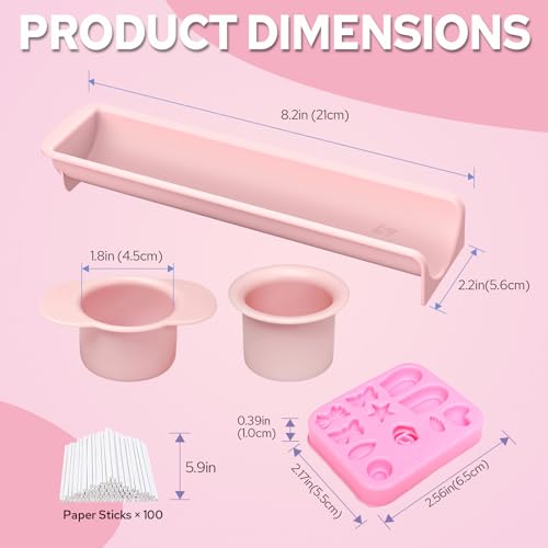 Cake Pop Mold Set with 8.2 Inch Double Tray and 100Pcs Sticks - color: Cutter & Sticks Set(Pink)