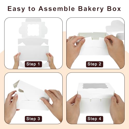 20pcs White Cookie Boxes 5x5x2.5 Inch Bakery Boxes with window