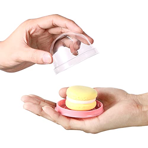 Patelai 50 Pcs Mini Cupcake Containers Clear Plastic Dome Boxes, Pink - color: Pink