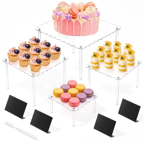 Mifoci 4 Tier Acrylic Cake Display Stand, Dessert Table Display Set