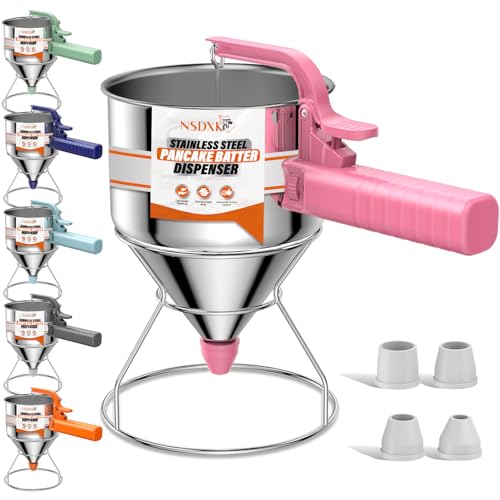 40oz Pancake Batter Dispenser, Stainless Steel Cake Dispenser with Stand, Great for Pancakes, Cupcake, Waffle or Any Baked Goods, Durable, Leak-Free, Paradise Pink - color: Paradise Pink