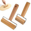 2Pcs Small Dough Roller with Handle, Wooden T-Shape Non-Stick Rolling Pin