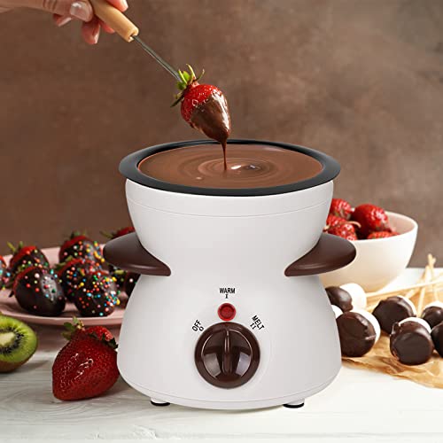 Fondue Pot Set, Mini Electric Fondue Pot Set for Melting Chocolate Cheese, Chocolate Meting Pot fondue maker Machine with Dipping Forks For Holiday Birthday Party Gift-White - color: White