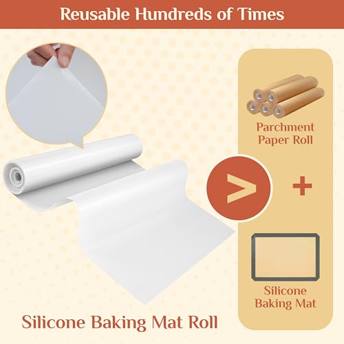 GTJ Silicone Baking Mat Roll, Reusable Baking Sheet Liners, 20 in x 6 ft - color: White, size: 72"L x 20"W