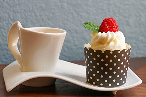 Paper Baking Cups (Polka Dots), Greaseproof Disposable Cupcake Liners (Black, Large Cups (50-Pack)) - color: Black