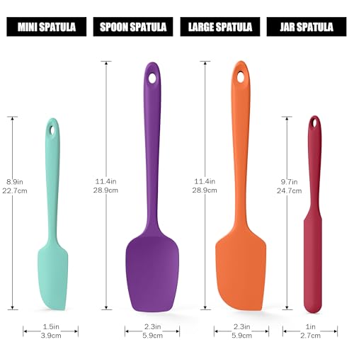 Doosu 600°F Heat Resistant Silicone Spatula Scrapers (Set of 4, Multi-5) - color: Multicolor 8, size: Set of 4