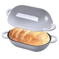 5 QT Enameled Cast Iron Sourdough Bread Oven, Loaf Pan with Lid - color: Light Gray, size: 5 QT