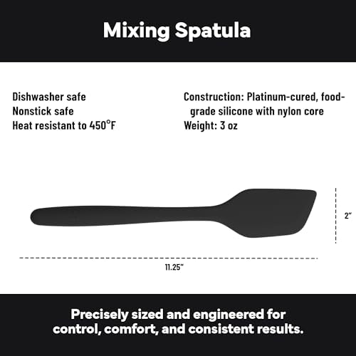 Misen Nonstick-Safe Silicone Spatula - Dishwasher Safe, Heat Resistant - Versatile Professional-Grade Kitchen Tool for Pancakes, Eggs, and Baking - Strong, Flexible, Durable Rubber Utensil - Black - color: Black