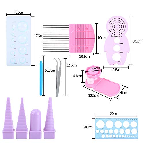 11 in 1 Paper Quilling Tools Kit, DIY Paper Craft Crimper Comb Ruler Pins Border Buddy Set, Slotted Tools Strips Tweezer for Decoration