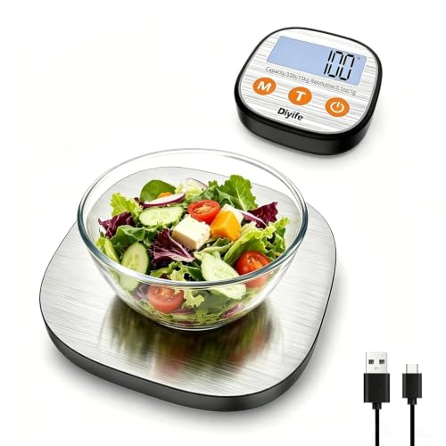 Rechargeable Kitchen Food Scale, Diyife 33lb Wireless Digital Kitchen Scale