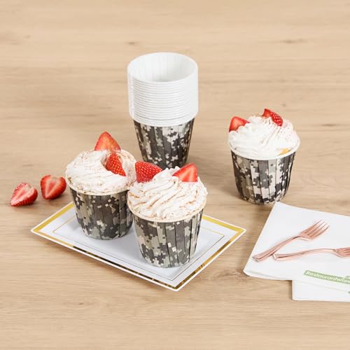 Restaurantware 4 oz Round Camouflage Paper Tall Baking Cup, 200 Pack - color: Camouflage, size: Tall