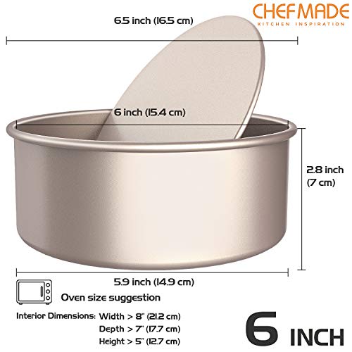 CHEFMADE Round Cake Pan, 6-Inch with Removable Loose Bottom - color: Champagne Gold, size: 6-inch