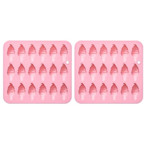 Chocolate Molds, 2Pcs Silicone Ice-Cream Cone Mold with 18 Cavities - color: Pink