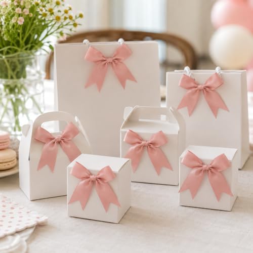 50 Pcs Twist Tie Bows for Treat Bags and Gift Wrapping, Dusty Pink - color: Dusty Pink