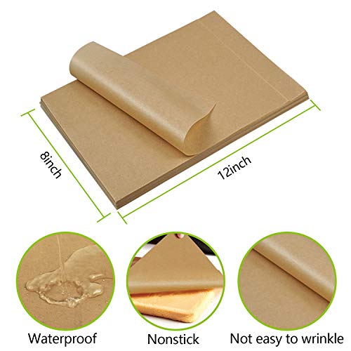 QYH 100 Pcs Parchment Paper Sheets for Baking, 8x12 Inches - size: 100 Pack-8"x12"