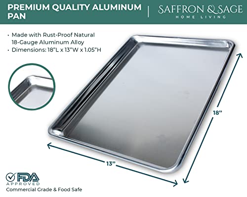 Commerical Quality Cookie Sheet Pan - 4 Pack Aluminum Half Sheet Baking Pan by Saffron & Sage Home Living - This 18x13 Rimmed Baking Sheet Set is Rust & Warp Resistant, Heavy Duty, of Thick Gauge - size: 4 Pack Cookie Sheet