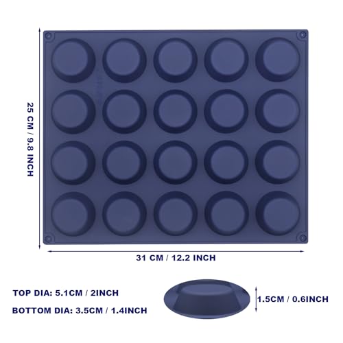 Silicone Tart Mold, Mini Tart Pan, 2 Inch, 2 Count, Blue