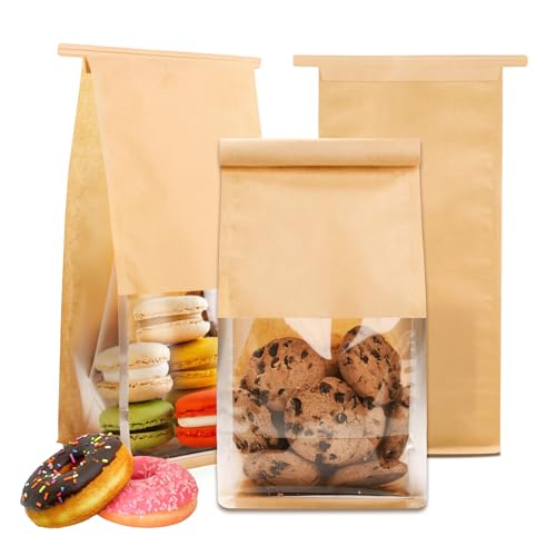 105 Pcs Small Bakery Bags with Window, Paper Cookie Bags - size: Small (Pack of 105)