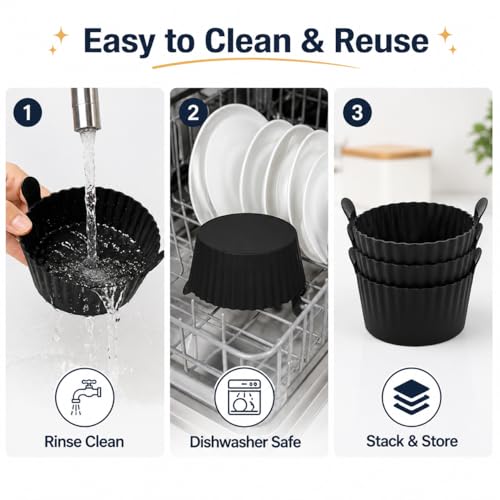 1pcs Air Fryer Baking Ramekins Premium Non-Stick Food-Grade Silicone Mold Cups BPA Free Reusable Air Fryer Accessories Air Fryer Egg Molds for Eggs, Cupcakes, Muffins, Puddings, Tarts, Custards