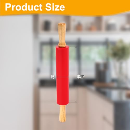 uxcell 9.6 Inch Silicone Rolling Pin Small Dough Roller Red - color: Red, size: 9.6 Inch