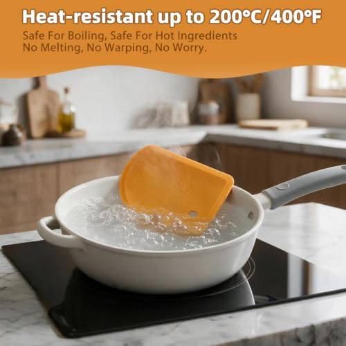 Sapid Flexible Curved Edge Silicone Bowl Scraper Dough Scraper Baking Bread - color: Orange