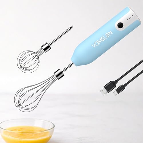 Egg Beater Whisk, Wireless Electric Multi-speed Control Rechargeable Batteries Balloon Whisk for Eggs, Milkshake Cream, Butter, Baby Food Fruits, Sauces and Soup for Kitchen,Camping,Party Gifts - color: Light Blue
