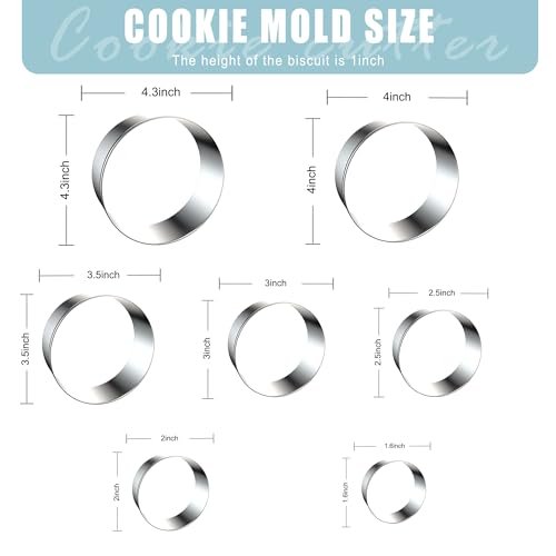 ZADE Round Cookie Cutter Set,7PCS Circle Cookie Cutter for Kitchen Baking - color: Round