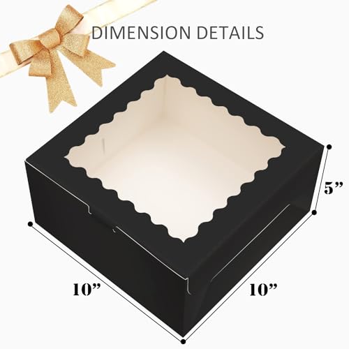 Bakepacker 36pcs 10"x10"x5" Black Cake Boxes with Window - color: Black, 10"x10"x5", 18Pcs