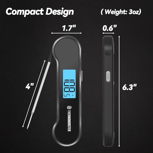 0.5 Sec Instant Read Meat Thermometer Digital for Cooking, Black - color: Black