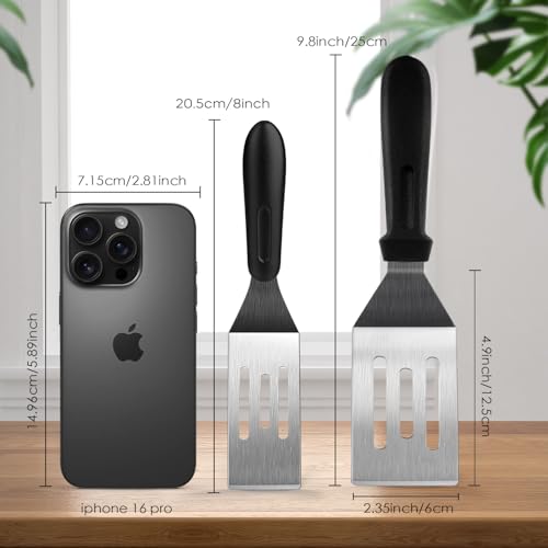 1Pc 9.8in Stainless Steel Spatula Heat Resistant Handle for BBQ Dessert - color: 1PC SOLID