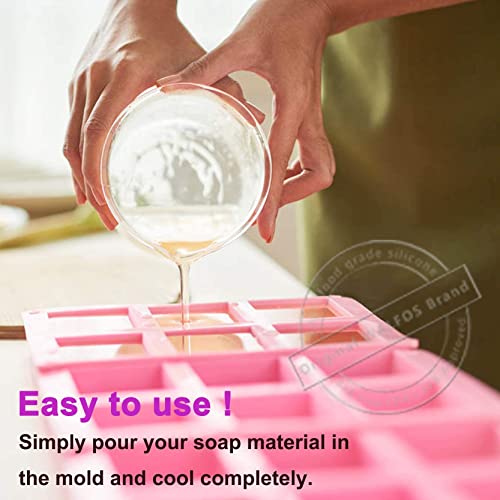 Walfos Silicone Soap Molds Set of 3, 6 Cavities Rectangle Silicone Soap Molds for Homemade Craft Soap Mold, Cake,Chocolate ＆ Ice Cube Tray（Blue & Purple ＆ Pink） - color: Pink+blue+purple/rectangle