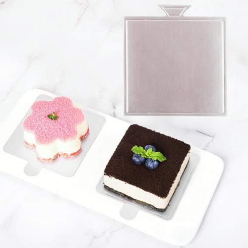 100 Pcs Mini Cake Boards for Baking Dessert,9 * 8.4 cm(Silver) - color: Silver-100pcs