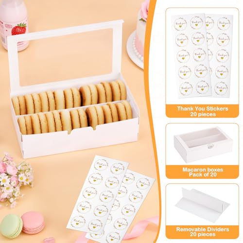 Macaron Boxes with Window, Pack of 20, 7.3x4.6x2in, Each Holds 12pcs - size: 7.3x4.6x2 inches