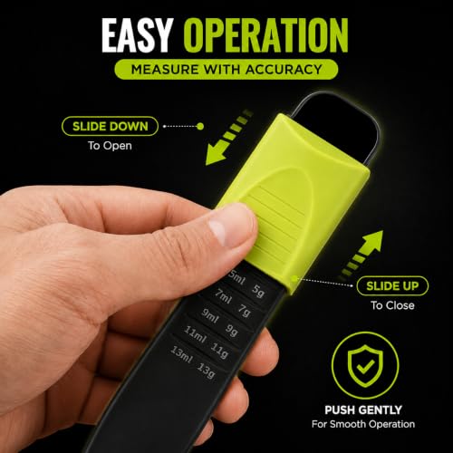 GOCHA Gadgets Adjustable Measuring Spoon, Double Ended, 9-in-1, Black Green - color: Black Green