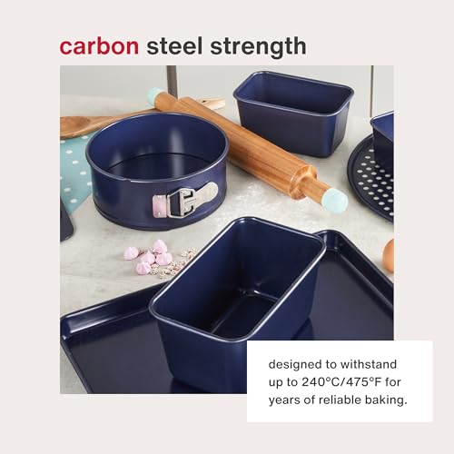 Zyliss E980201 Non-Stick Loose Base Square Cake Tin | 20cm/8in | Carbon Steel | Dark Blue | Baking Tin/Bakeware | Dishwasher Safe | 5 Year Guarantee - style: Loose Base Square Cake Tin