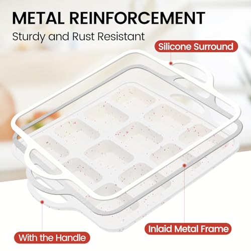 Silicone Mini Loaf Pan with Metal Frame, 12 Cups, Bread Silicone Molds - color: Creamy Confetti, size: Mini 12-cup: 1.9"x2.9"